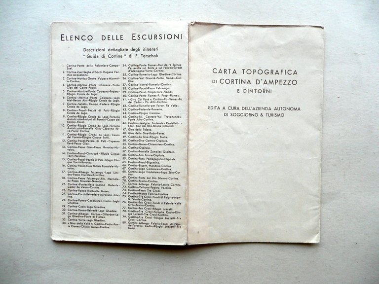 Carta Topografica di Cortina d'Ampezzo e Dintorni Anni '30 Turismo …