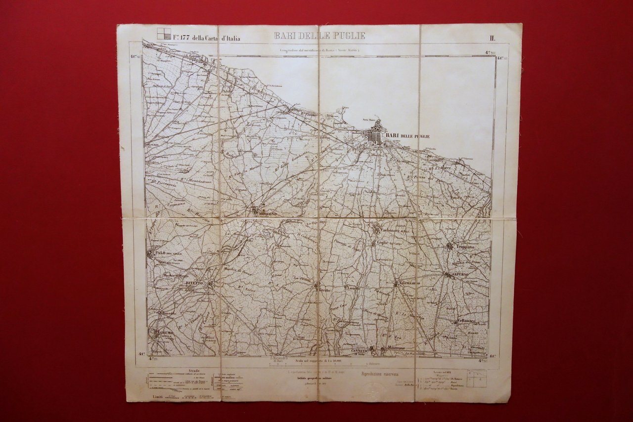 Carta Topografica IGM Bari delle Puglie Bitotto Modugno Scala 1:50000 …