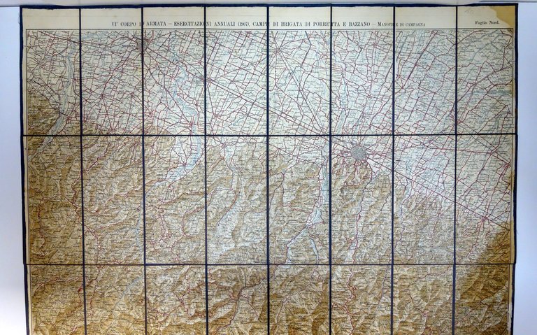 Carta Topografica IGM VI Corpo d'Armata Esercitazioni Porretta Bazzano 1907