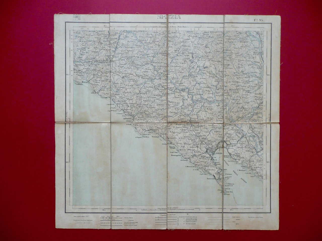 Carta Topografica Telata La Spezia IGM 1907 Cinque Terre Liguria