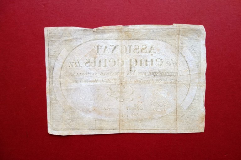 Cartamoneta Repubblica Francese Assignat de Cinq Cent 1794 Originale | Immagine Gallery 2
