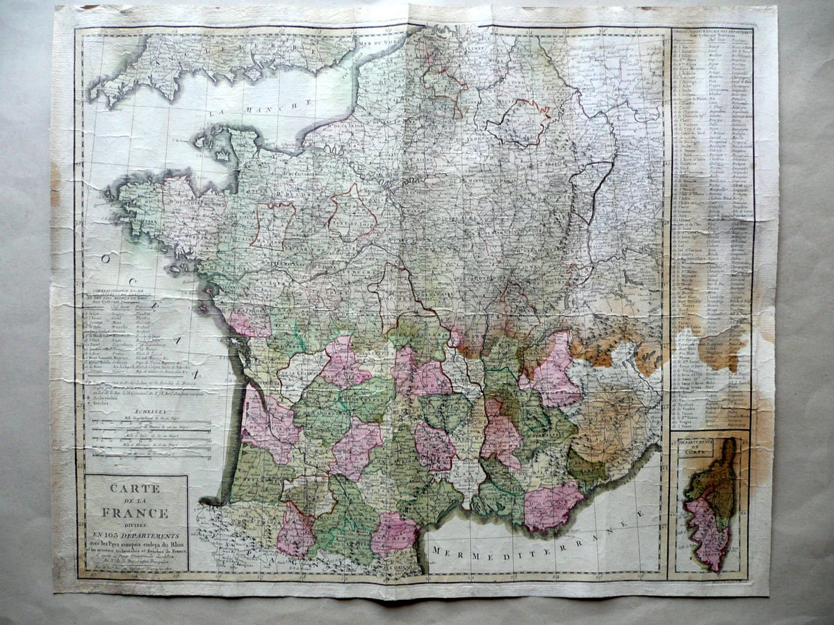 Carte de la France DivisÈe en 103 Departements Poircon 1802 …