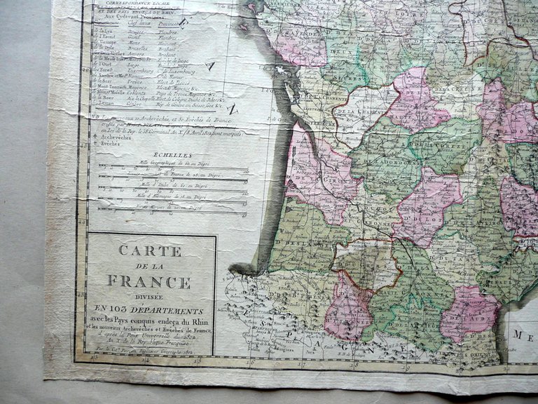 Carte de la France DivisÈe en 103 Departements Poircon 1802 …