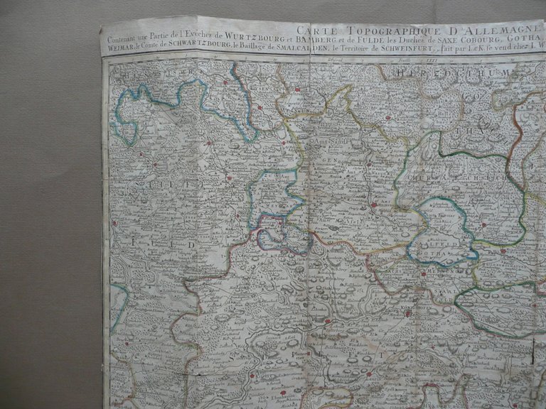 Carte Topographique d'Allemagne Iaeger Francoforte 1789 Mappa Germania Geografia
