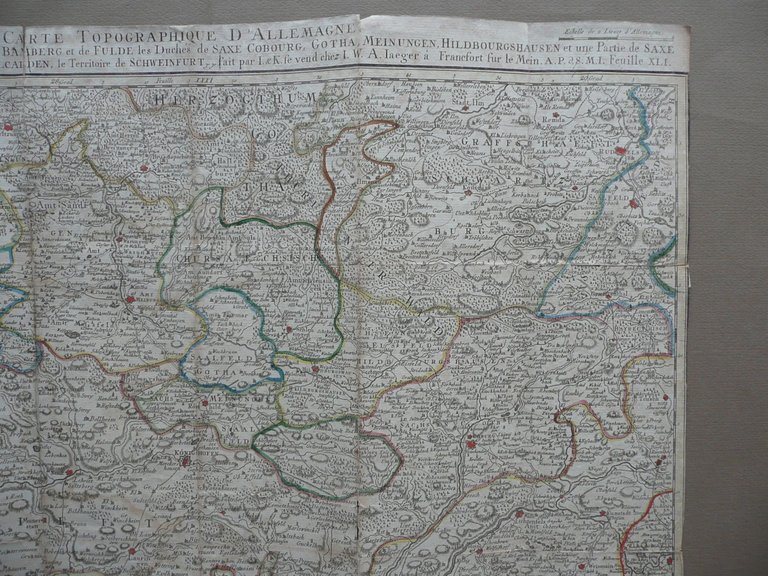 Carte Topographique d'Allemagne Iaeger Francoforte 1789 Mappa Germania Geografia