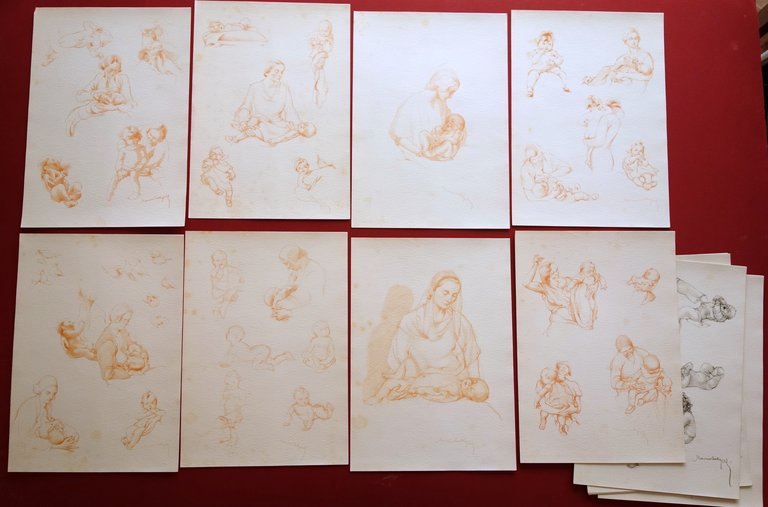 Cartella Maternit‡ Disegni di Marina Battigelli Mondadori 24 Litografie Completo