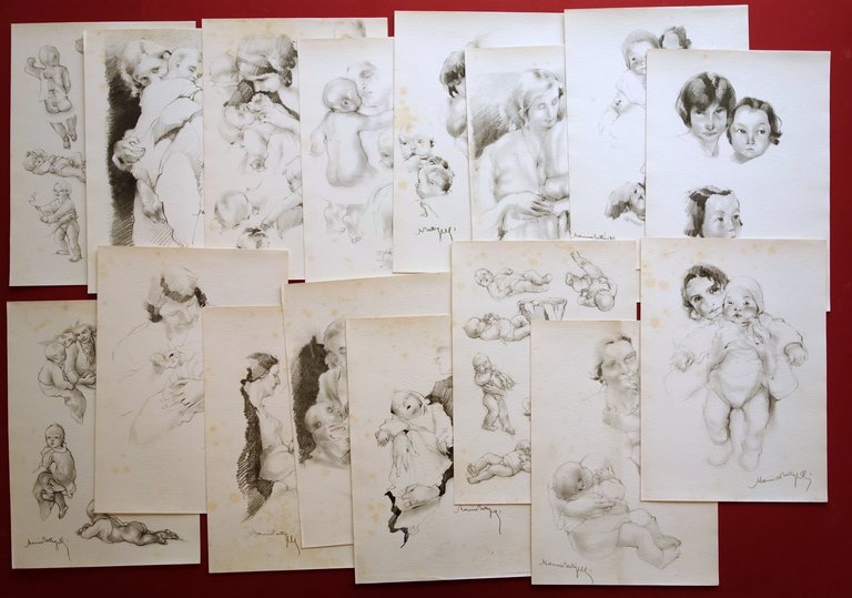 Cartella Maternit‡ Disegni di Marina Battigelli Mondadori 24 Litografie Completo