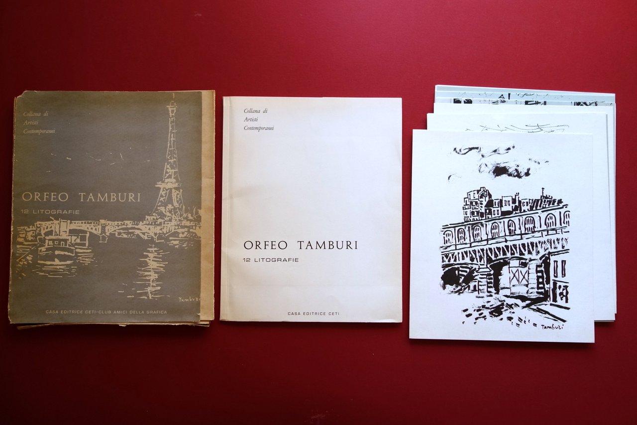 Cartella Orfeo Tamburi 14 Litografie Ceti 1964 Completo Vedute di …