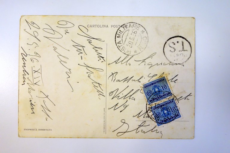 Cartolina 116 Legione CC.NN. Via Vi colonie segnatasse viaggiata 1936 …
