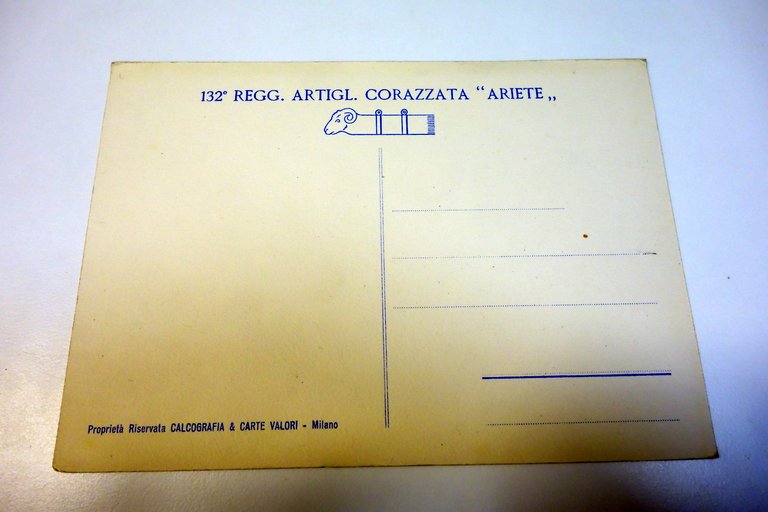 Cartolina 132° Reggimento Artiglieria Corazzata Ariete non viagg. Masino Bessi