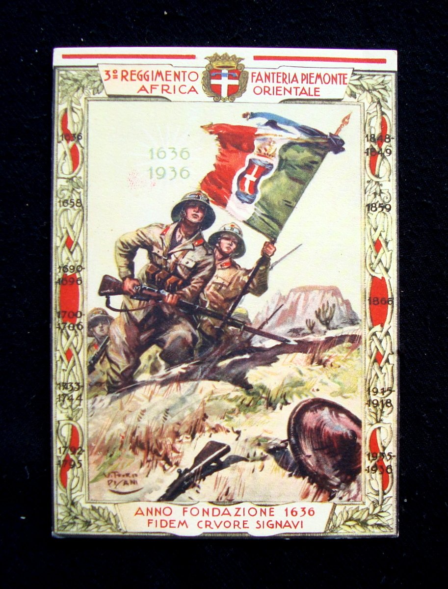 Cartolina 3∞ Reggimento Fanteria Piemonte Peloritana non viaggiata Africa