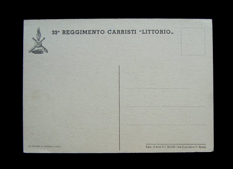 Cartolina 33 Reggimento Carristi Littorio non viaggiata