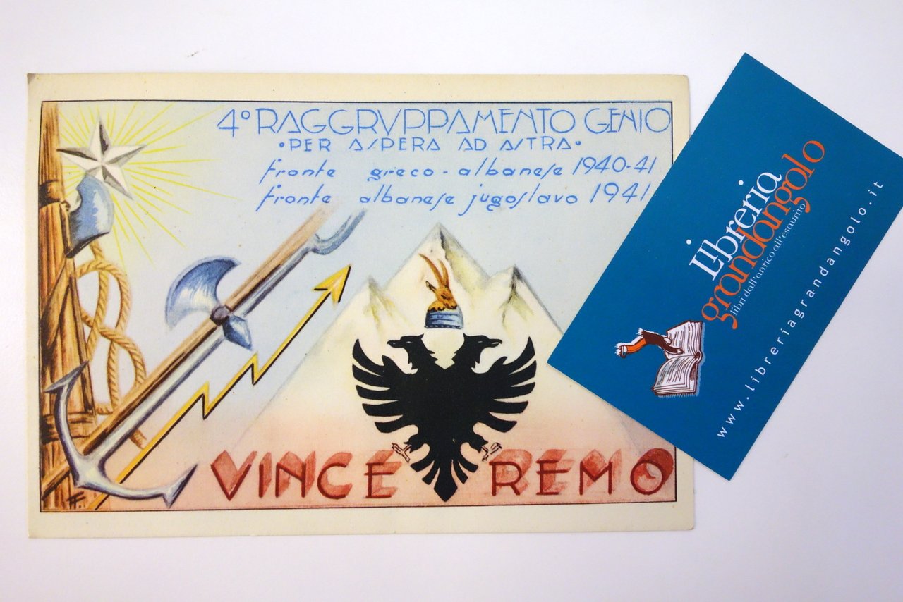Cartolina 4° raggruppamento Genio Vinceremo fronte greco non viaggiata 1941