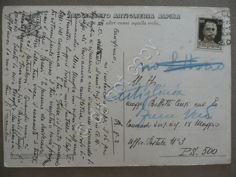 Cartolina 5 Reggimento Artiglieria Alpina Gruppo Belluno Lanzo Viaggiata 1939 | Immagine Gallery 2