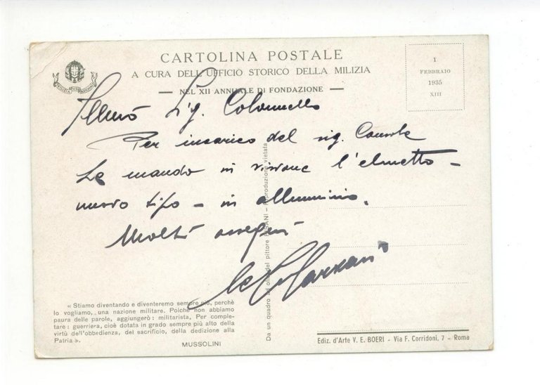 Cartolina A Cura dell'Ufficio Storico della Milizia nel XII Annuale …