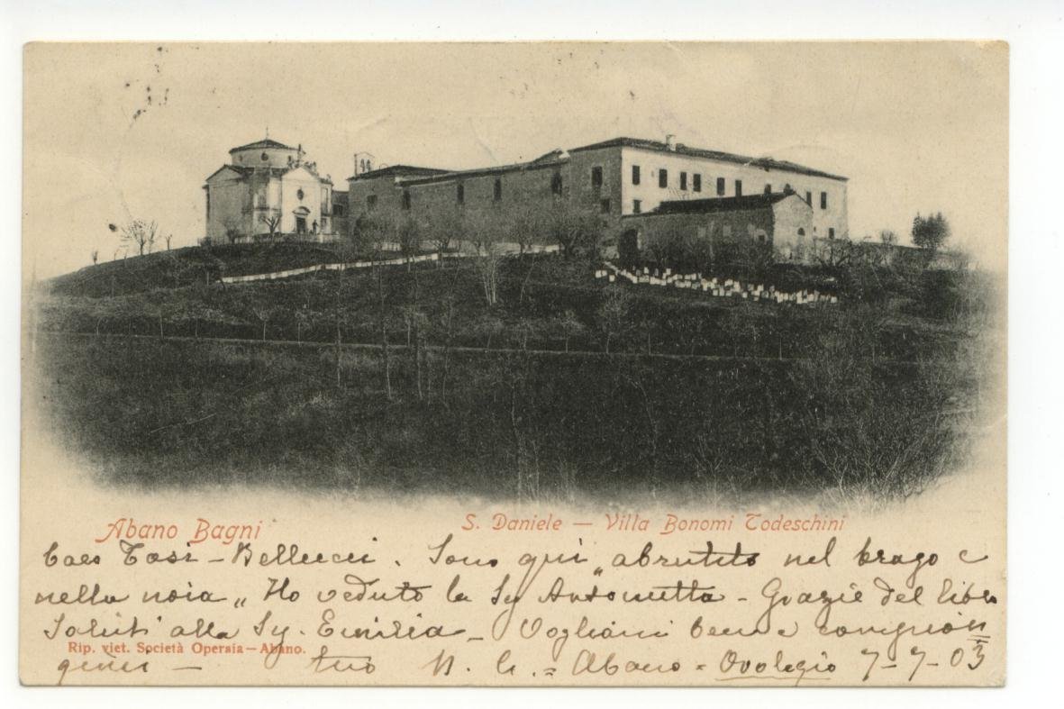 Cartolina Abano Bagni S. Daniele Villa Bonomi Todeschini 1903 viaggiata … | Immagine principale