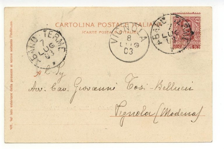 Cartolina Abano Bagni S. Daniele Villa Bonomi Todeschini 1903 viaggiata … | Immagine Gallery 2