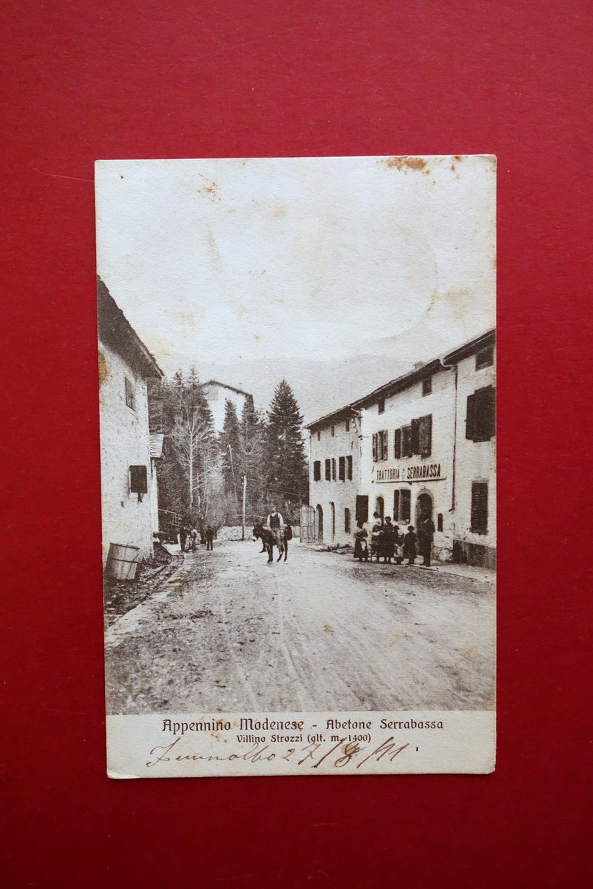 Cartolina Abetone Trattoria Serrabassa Villino Strozzi Viaggiata 1911 Modena
