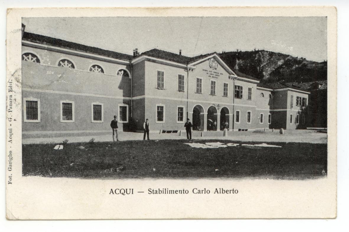 Cartolina Acqui Stabilimento Carlo Alberto 1906 viaggiata Alessandria
