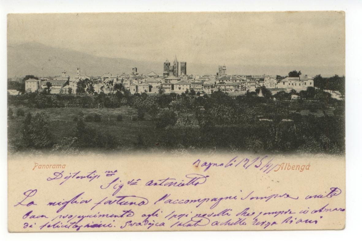 Cartolina Albenga Panorama 1901 viaggiata Savona