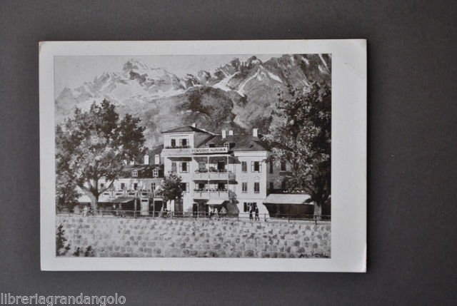 Cartolina Alberghi Disegno Merano Trentino Alto Adige Pensione Aurora 1930
