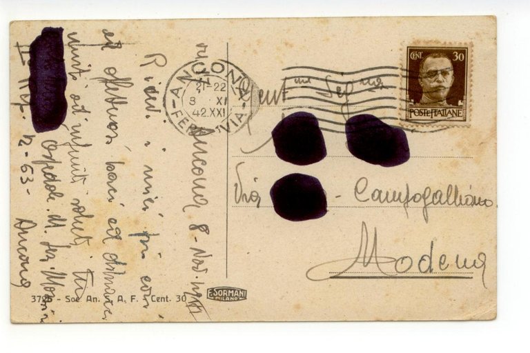 Cartolina Ancona Cavalcavia Stazione Via Nazionale Via Carlo 1942 viaggiata