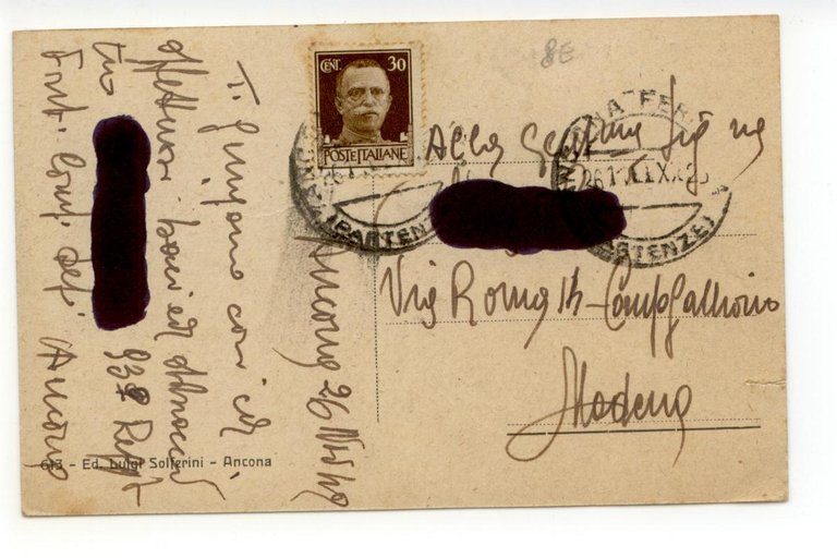 Cartolina Ancona Via 29 Settembre 1942 viaggiata