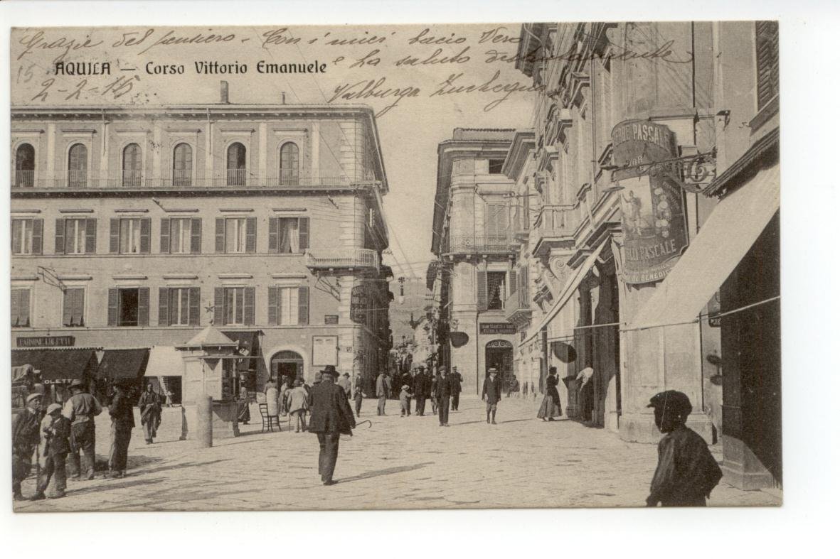 Cartolina Aquila Corso Vittorio Emanuele 1915 viaggiata