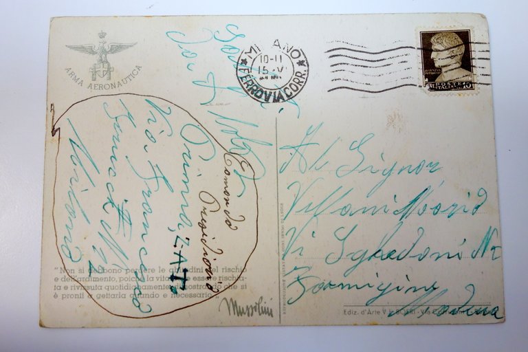 Cartolina Arma Aeronautica viaggiata anni '40