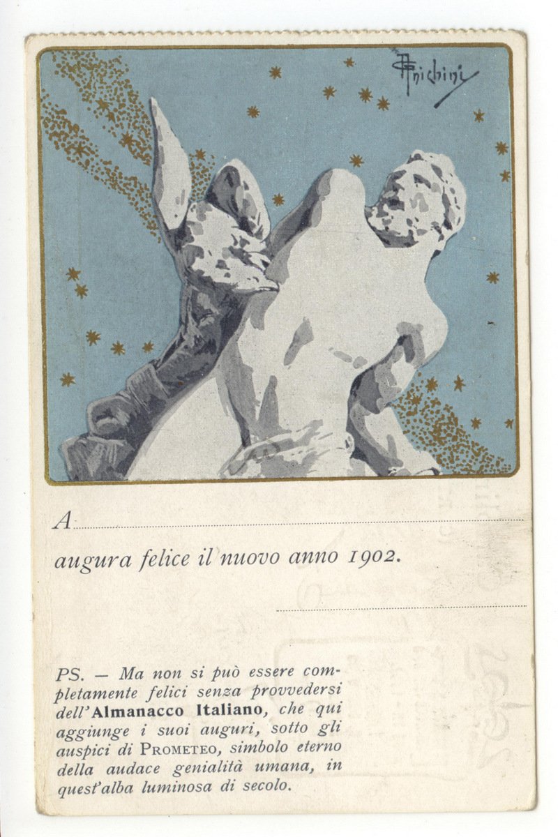 Cartolina Augura felice il nuovo anno 1902 non viaggiata Almanacco …