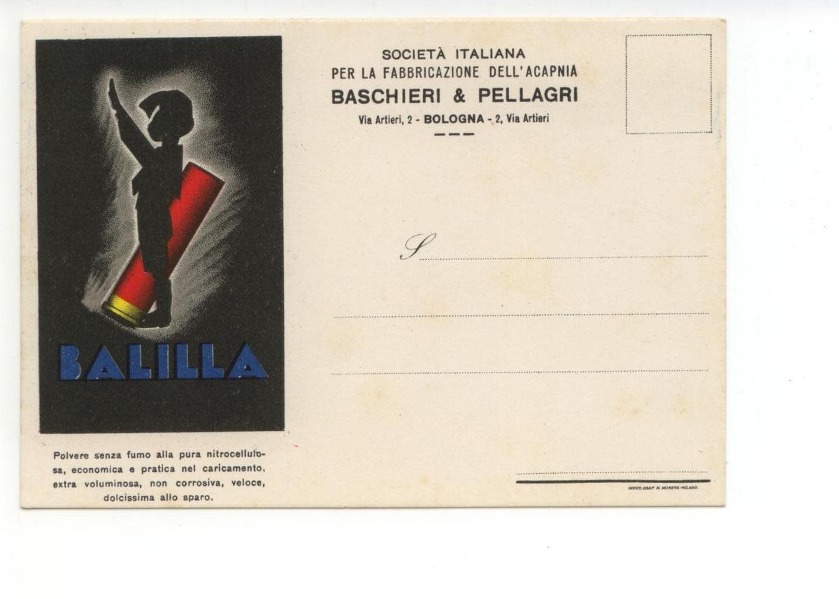 Cartolina Balilla Societ‡ Italiana La Fabbricazione dell' Acapnia non viaggiata