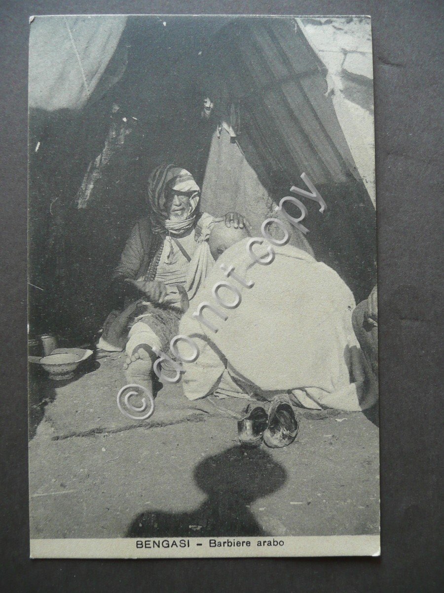 Cartolina Barbiere Arabo Bengasi Libia Viaggiata 1916