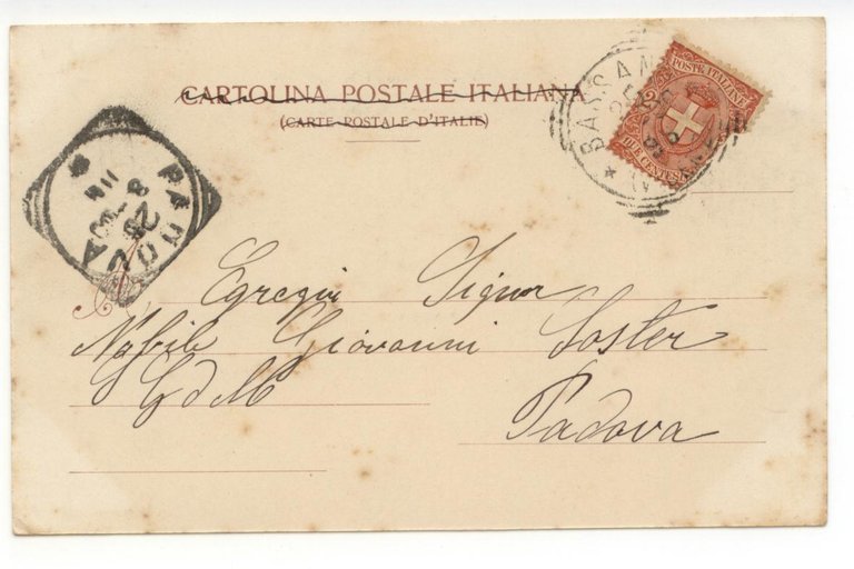 Cartolina Bassano Panorama 1900 viaggiata Vicenza