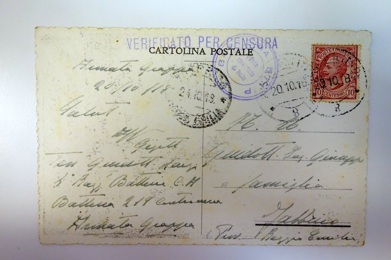 Cartolina Batterie Contro Aerei Armata del Grappa viaggiata 1918 contraerea