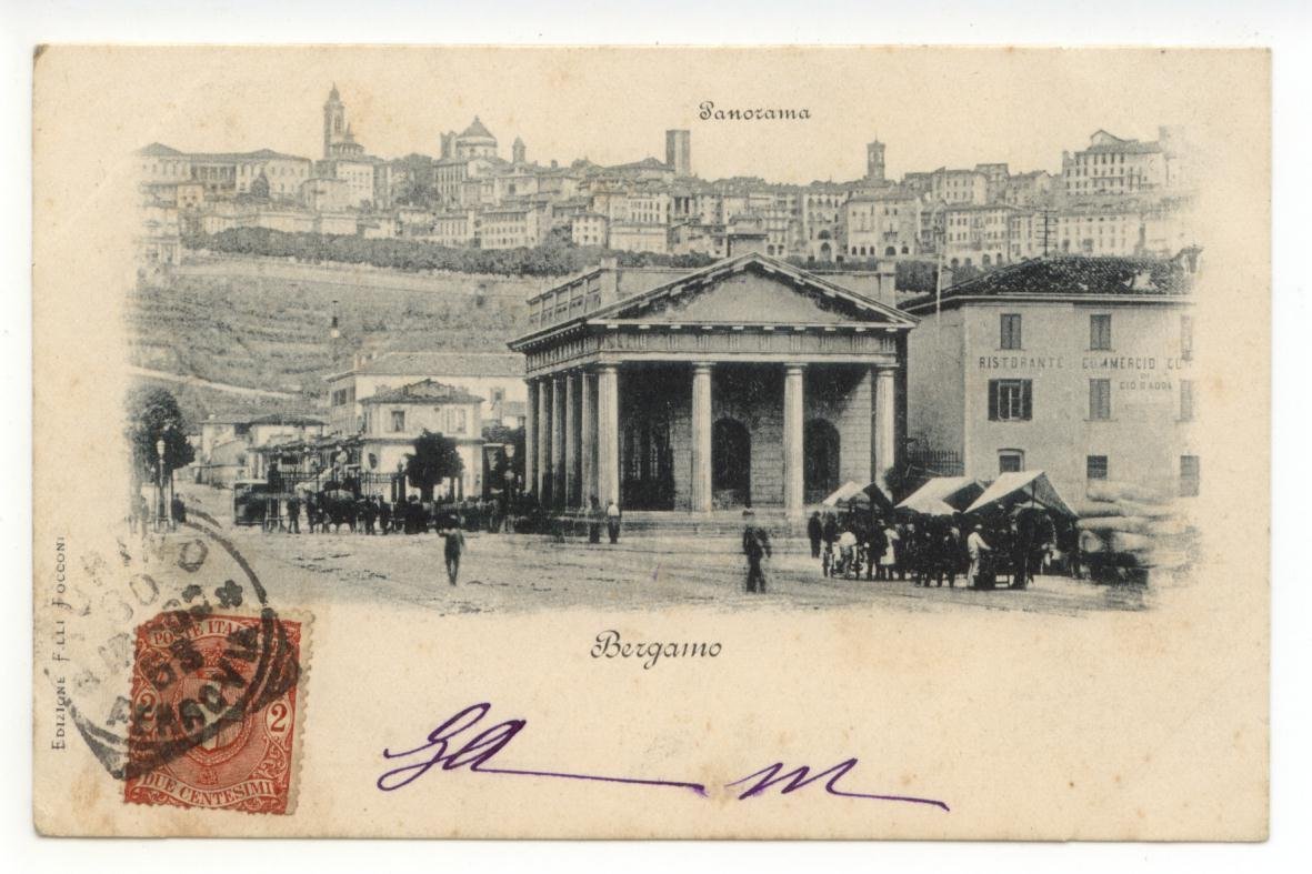 Cartolina Bergamo Panorama 1900 viaggiata