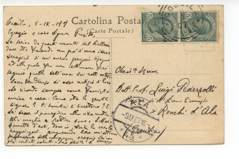 Cartolina Biella Piazzo 1907 viaggiata