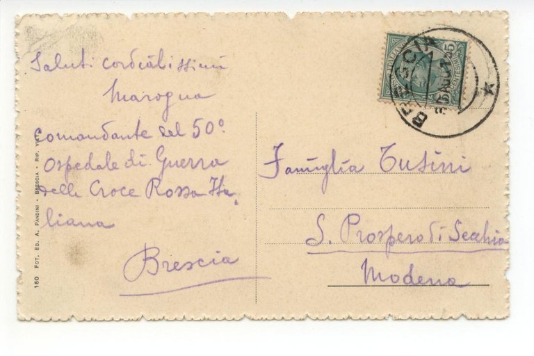 Cartolina Brescia Monumento Arnaldo 1915 viaggiata banda militare