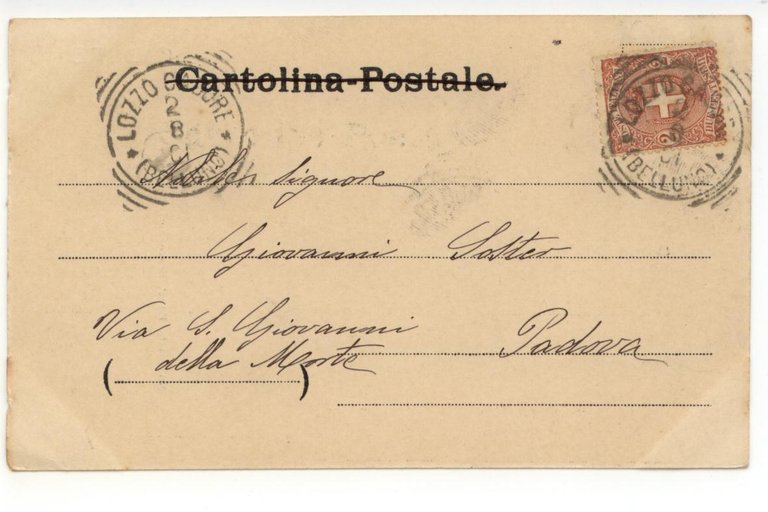 Cartolina Cadore Treponti 1901 viaggiata Padova
