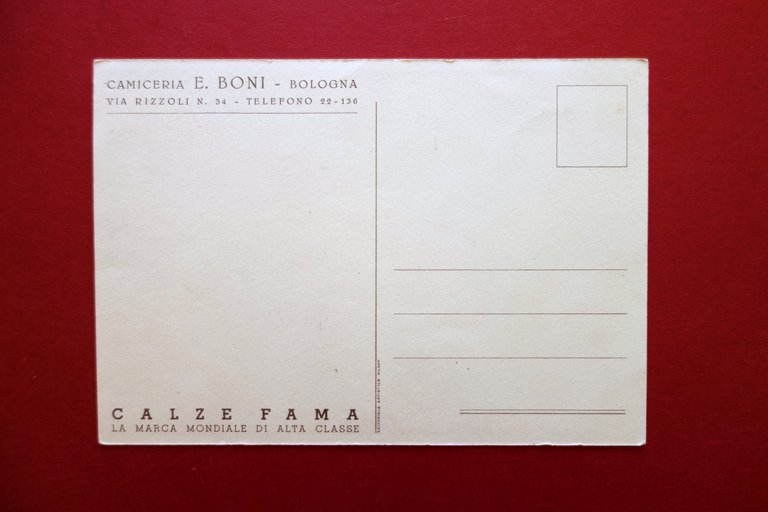 Cartolina Camicieria E. Boni Bologna Calze Fama Pubblicitaria Non Viaggiata | Immagine Gallery 2