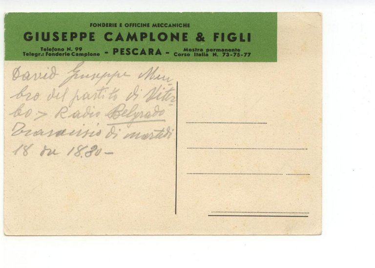 Cartolina Camplone Macchine Olearie Brevettate Fonderie Officine non viaggiata