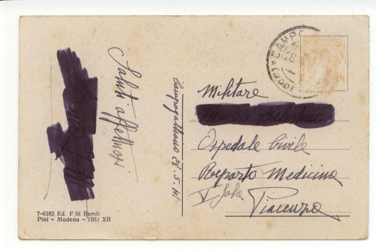 Cartolina Campogalliano Parco delle Rimembranze viaggiata 1933