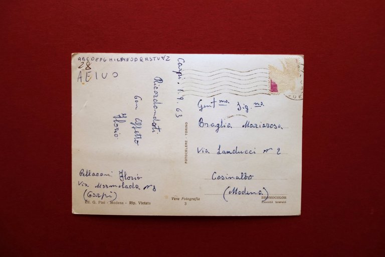 Cartolina Carpi 5 Vedute Piazza Castello Cattedrale Panorama Viaggiata 1963