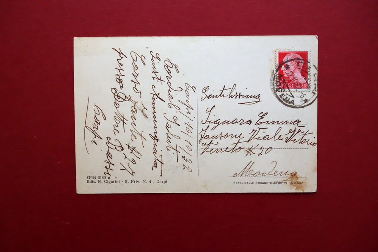 Cartolina Carpi Corso Fanti Cassa di Risparmio Viaggiata 1932 Modena