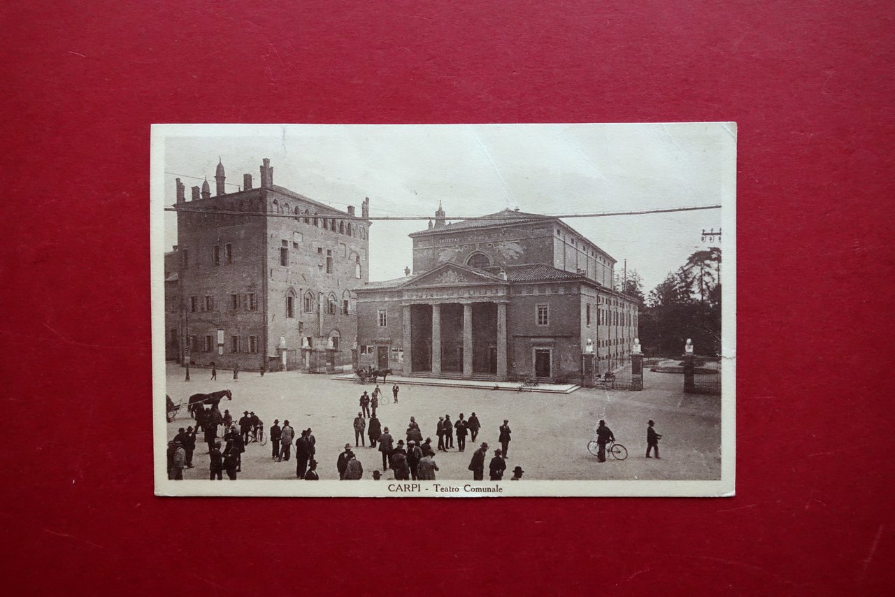 Cartolina Carpi Teatro Comunale Ediz. Cesare Caliumi Viaggiata 1929 Animata