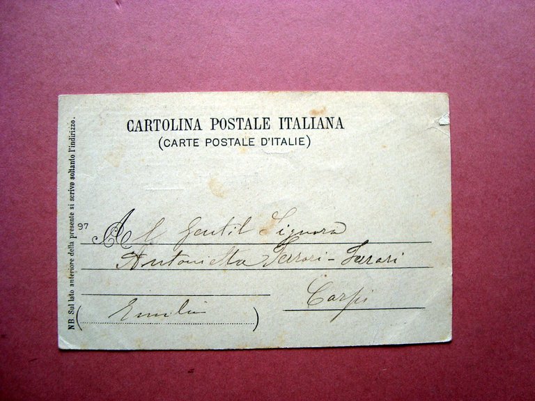 Cartolina Carpi Teatro Comunale Stagione Carnevale 1899 G.Emanuel non viaggiata | Immagine Gallery 2