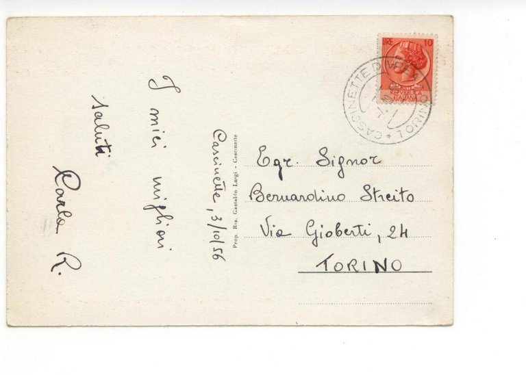 Cartolina Cascinette Via Ivrea 1956 viaggiata Torino auto