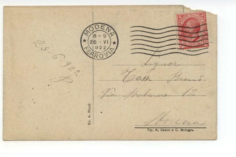 Cartolina Castel Vetro Ingresso al Paese 1922 viaggiata Modena | Immagine Gallery 2