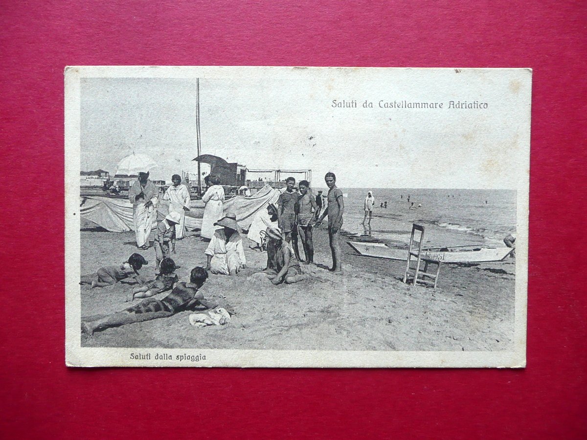 Cartolina Castellammare Adriatico Pescara Spiaggia Viaggiata Animata 1912 | Immagine principale