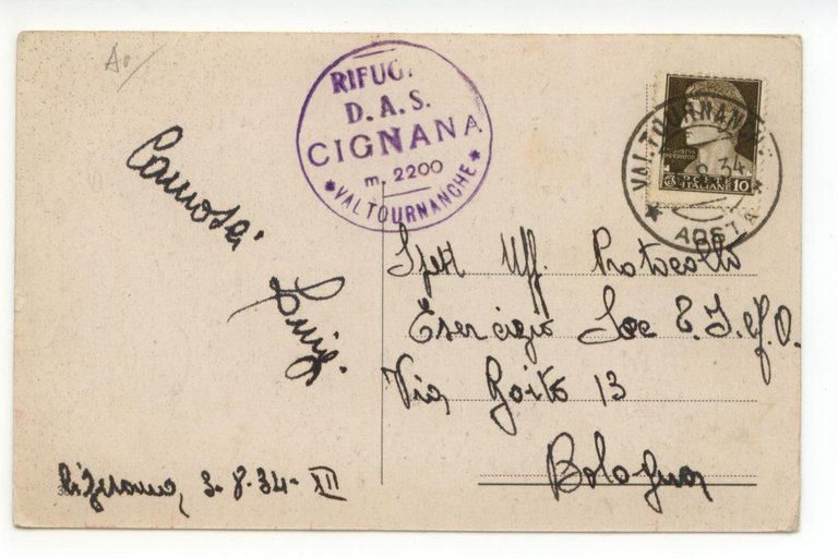 Cartolina Colonia Alpina D. A. S. Cignana Val Tournanche 1934 …