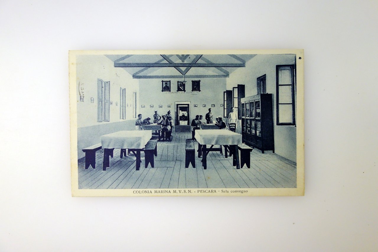 Cartolina Colonia Marina MVSN Pescara Sala Convegno Viaggiata 1934 | Immagine principale